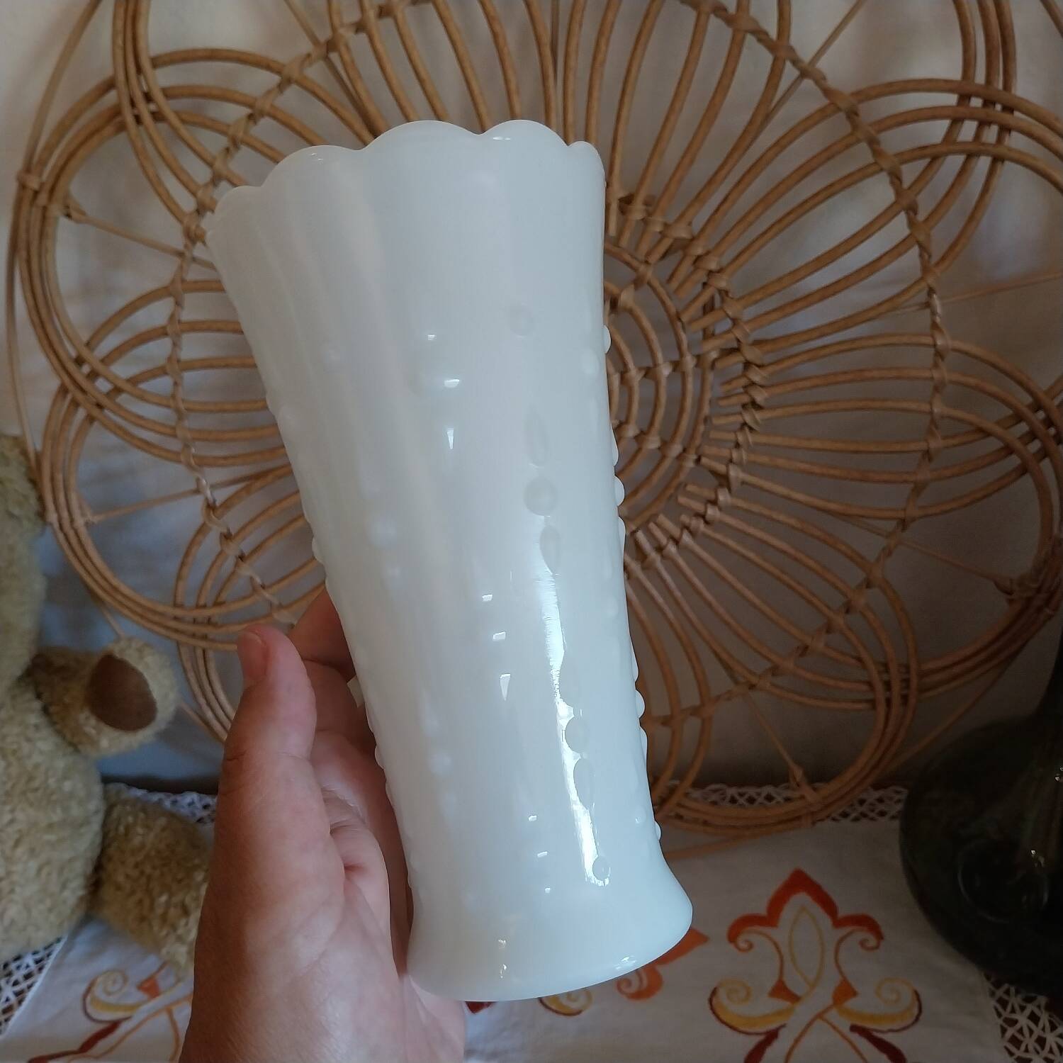 Vintage white opaline vase