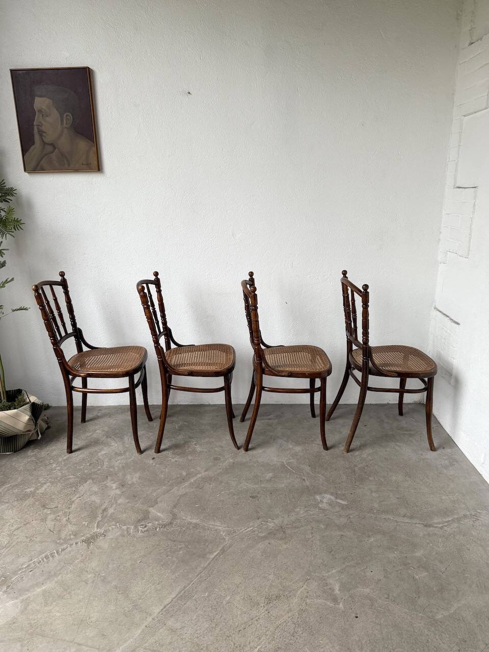 Set of 4 Fischel cane bistro chairs