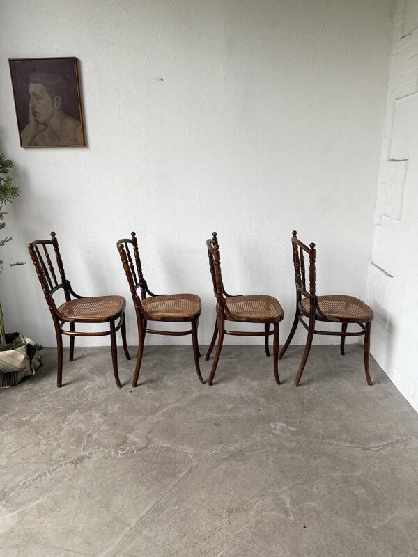 Set de 4 chaises bistrot cannage Fischel