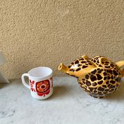 Teapot elephant glazed ceramic collector Giraffe 70s-80s