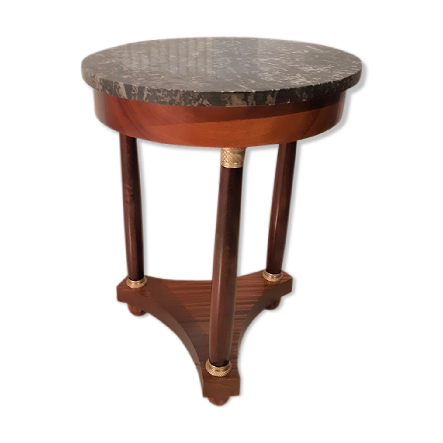 Gueridon Empire with columns, tripod, grey marble plateau