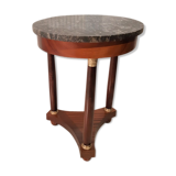 Gueridon Empire with columns, tripod, grey marble plateau