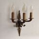 Set of 3 Bronze French Empire Style Triple Light Wall Sconces Neoclassical