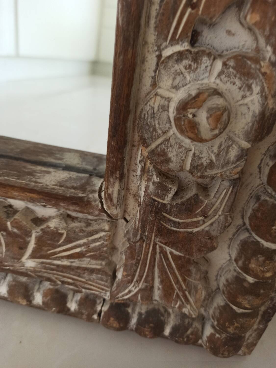 Shabby mirror, carved wooden frame