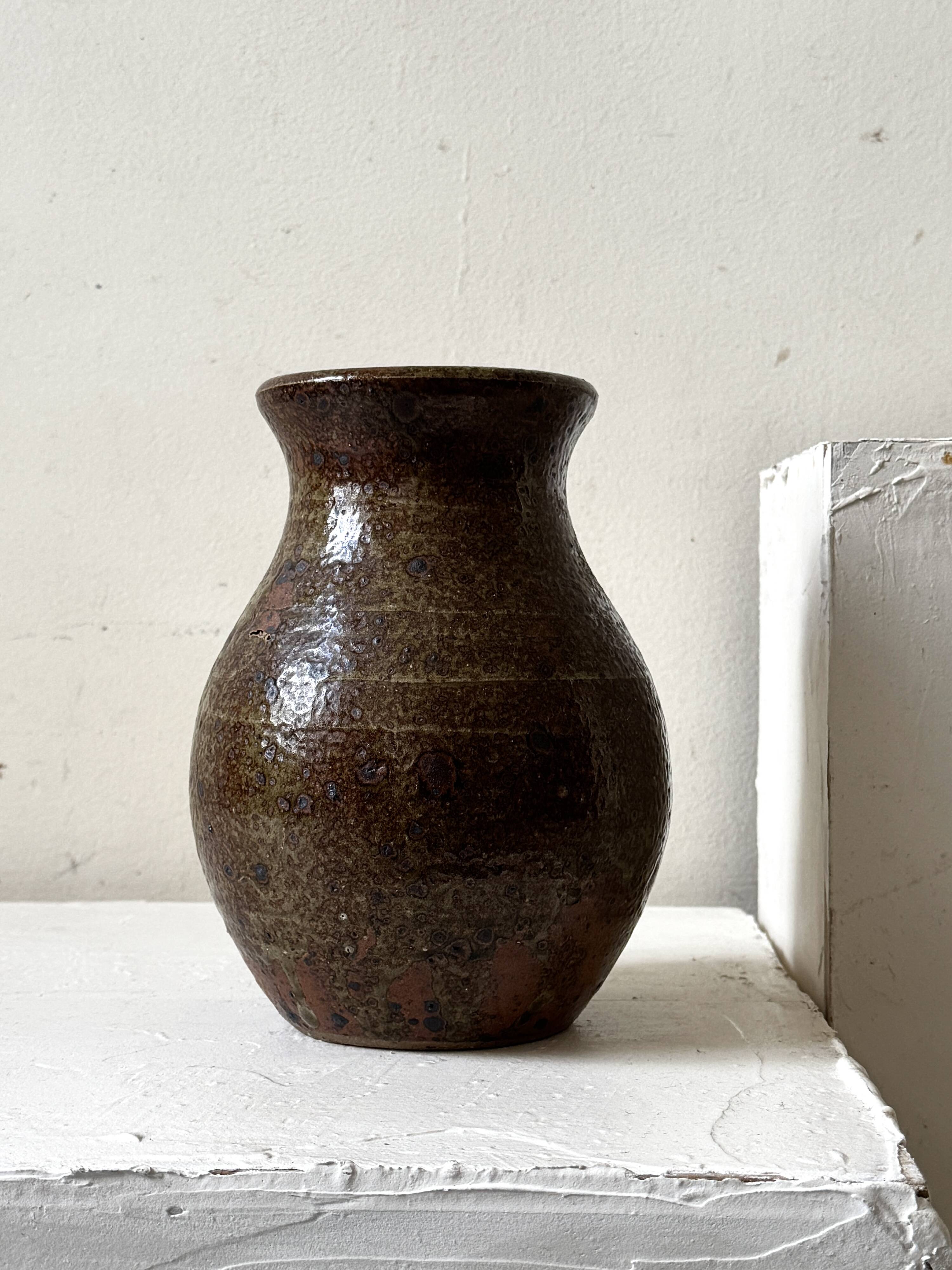 French workshop vase in pyrite stoneware from around 1950.