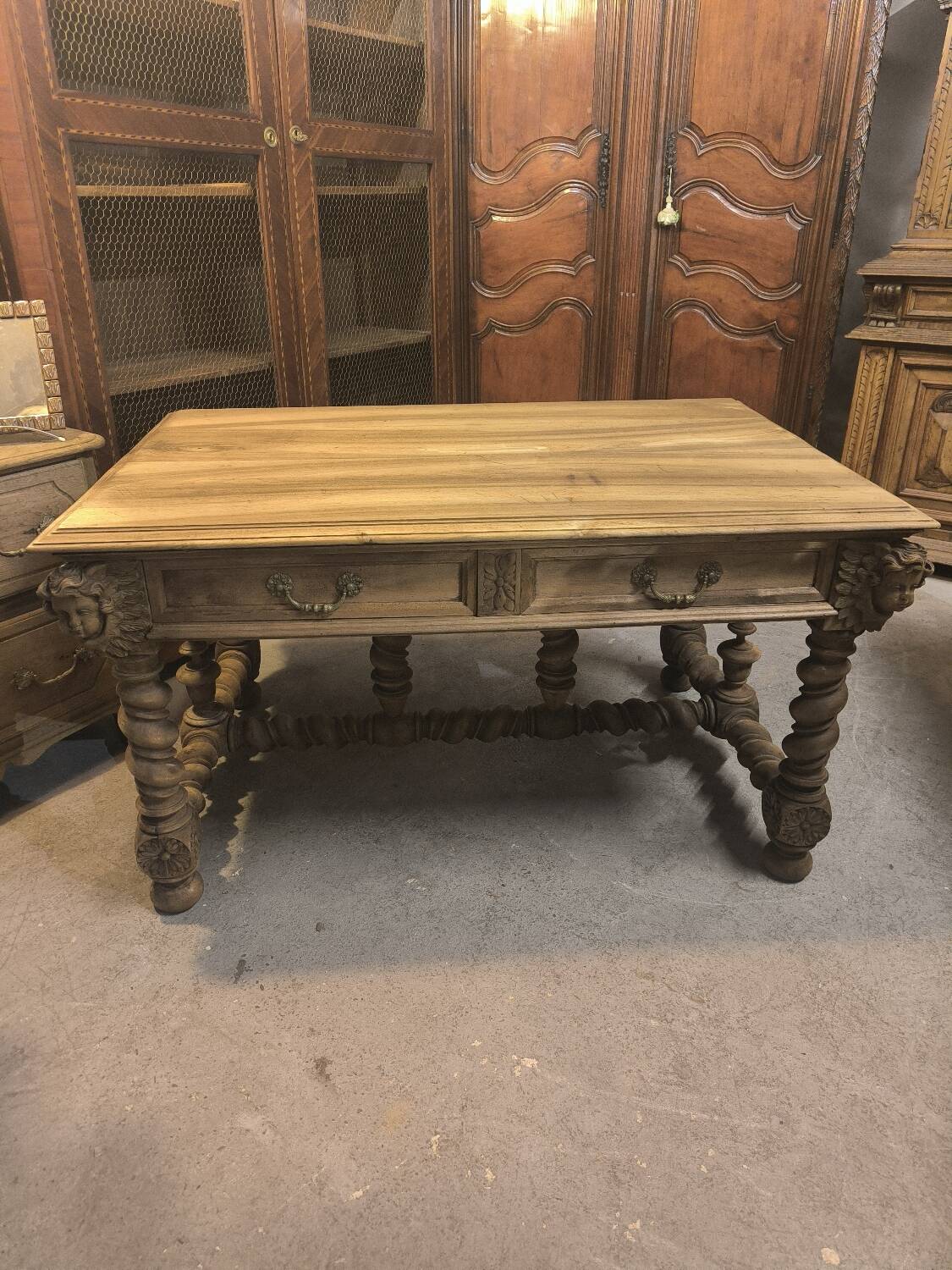 19th century desk in natural solid walnut.