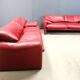 Leather Maralunga sofa set by Vico Magistretti for Cassina, 1980s