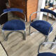 Set of four vintage chrome and velvet chairs