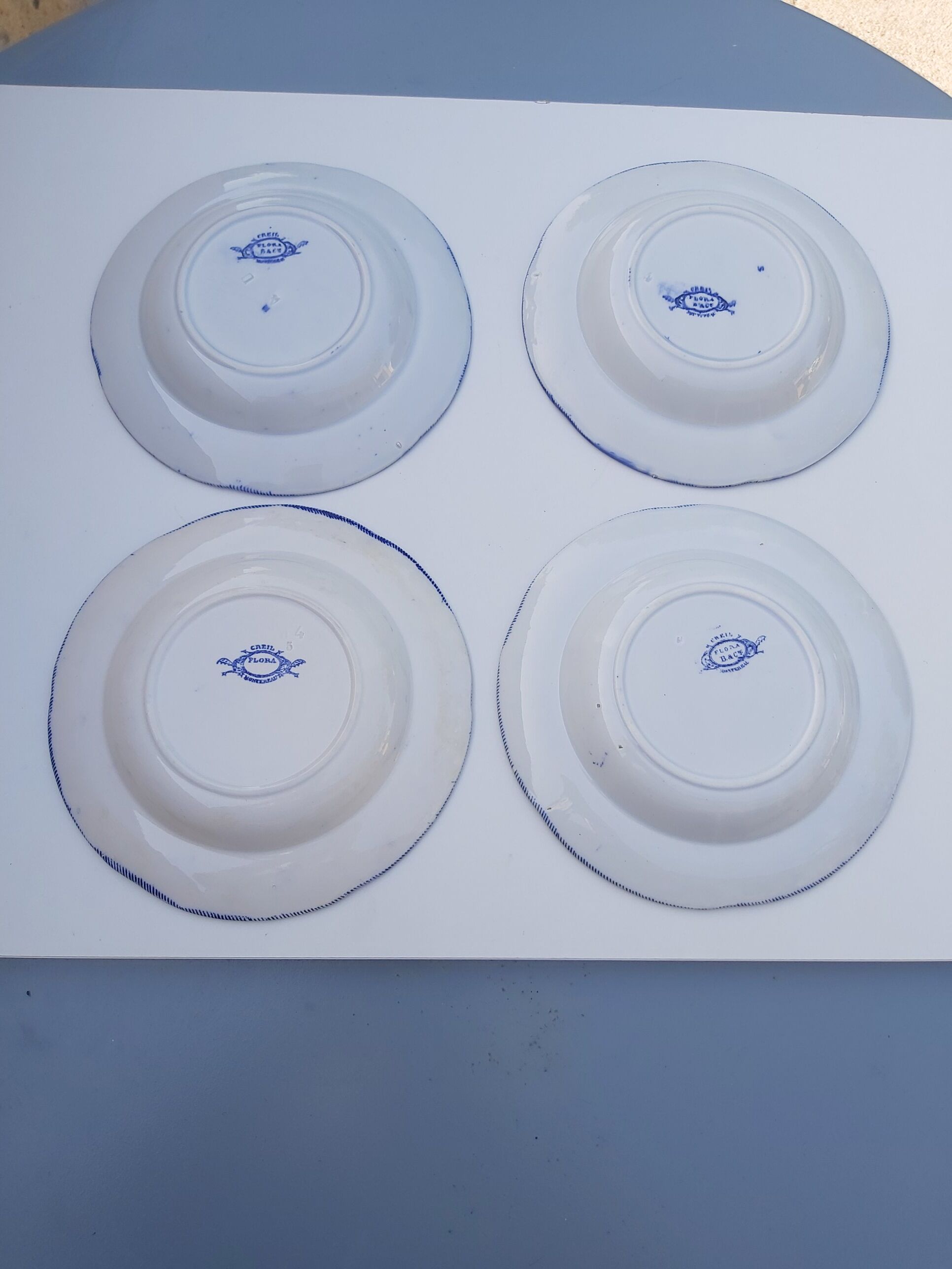 4 hollow plates Creil and Montereau model Flora
