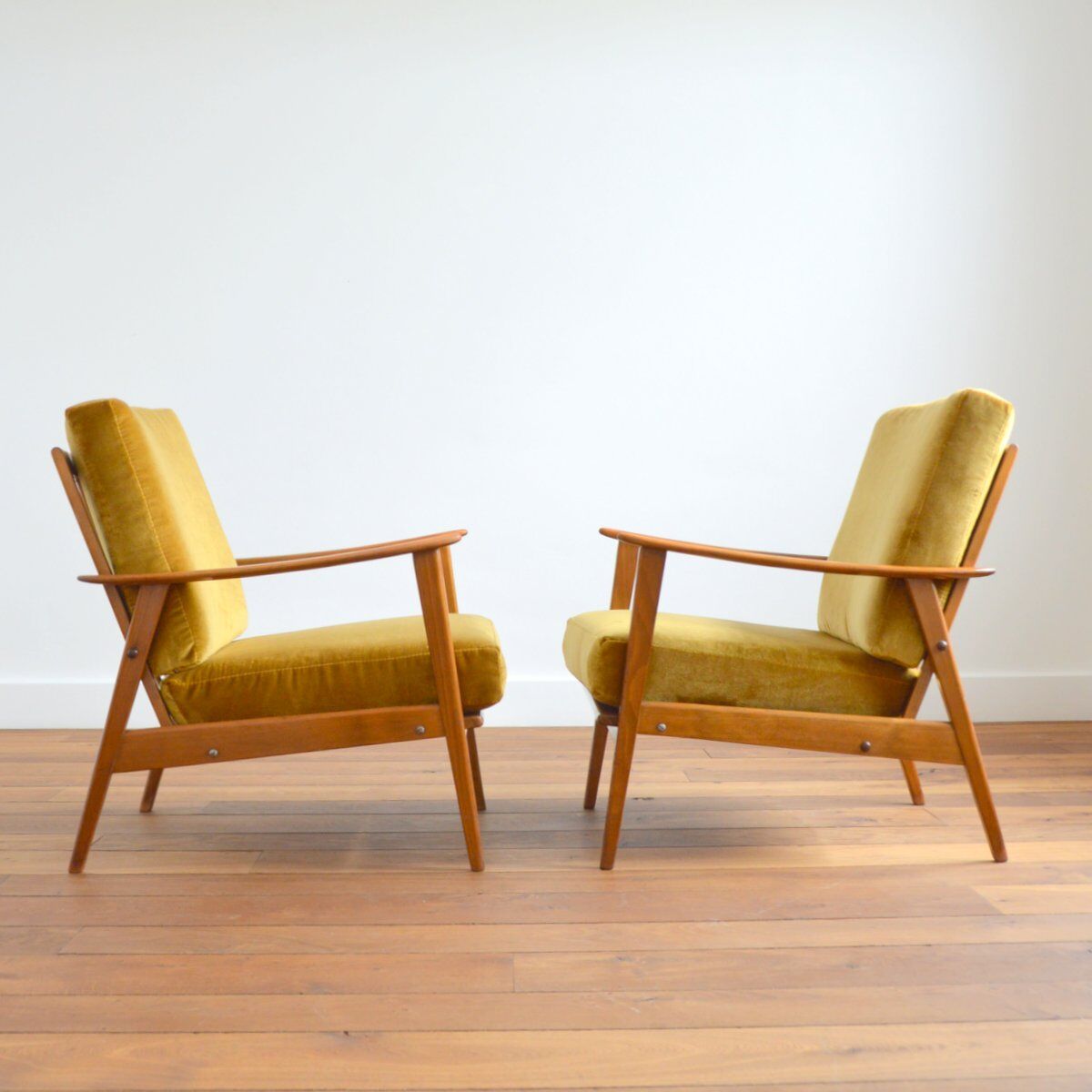 Pair of Scandinavian teak armchairs 1960s