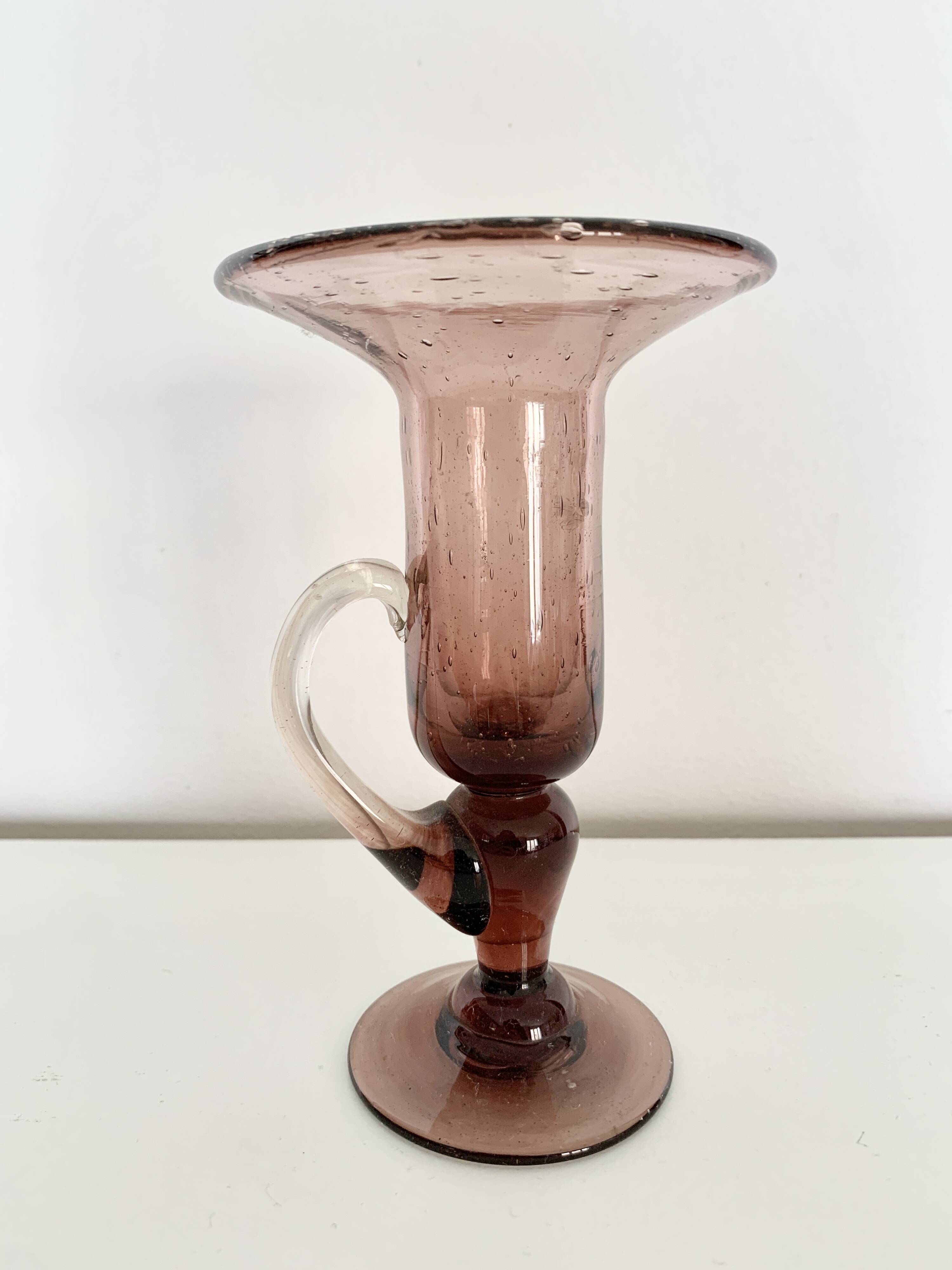 Bougeoir en verre soufflé et bullé
