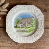 Duo of “country cottages” plates Burleigh Staffordshire England
