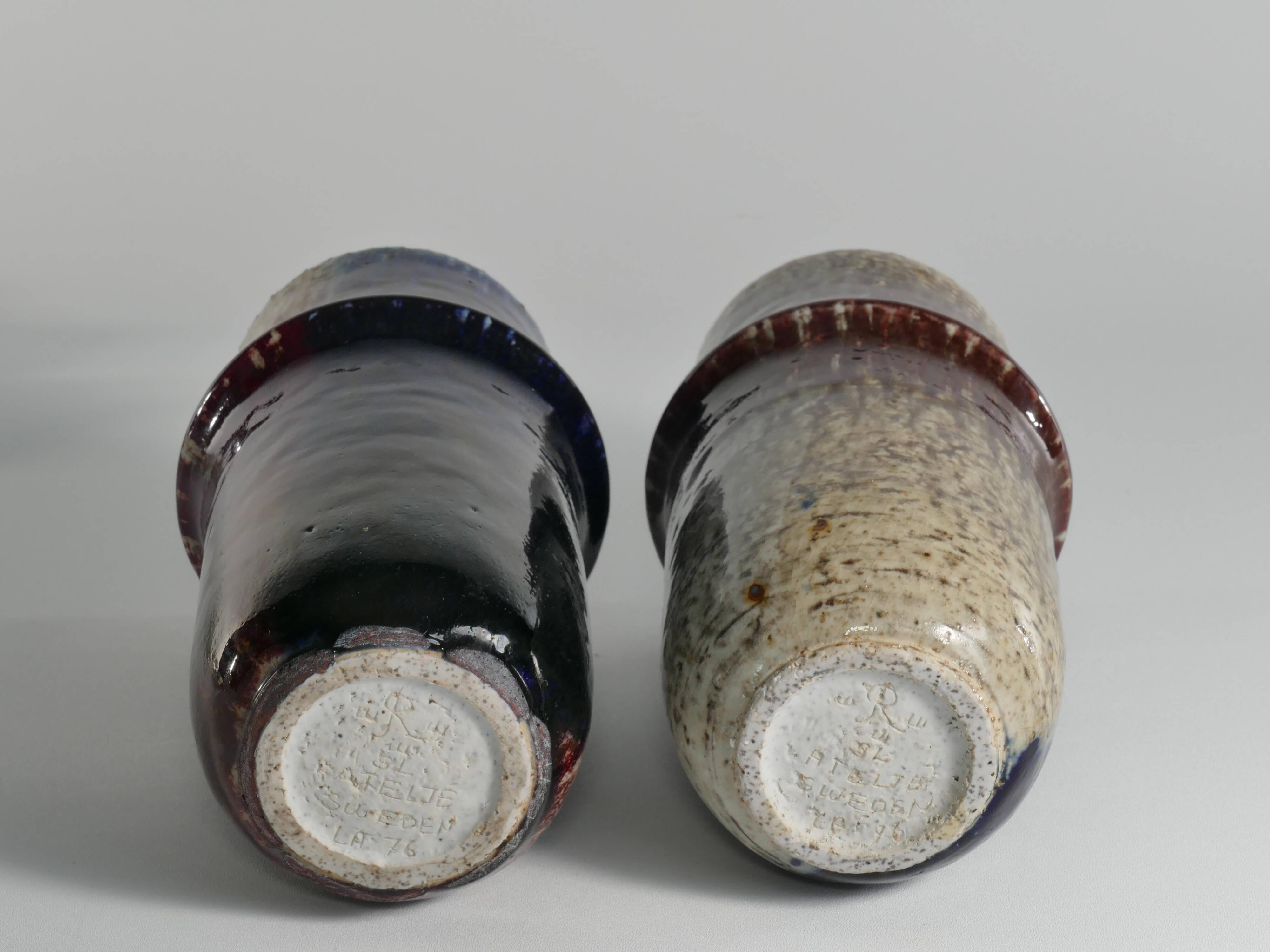 Scandinavian Modern Ceramic Vases, Sylvia Leuchovius, Rörstrand 1976,  Set of 2
