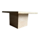 Natural beige travertine coffee table from the 1970s — minimalist Italian design, solid square top