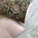Pair of cushion covers, old tapestry and cotton gauze