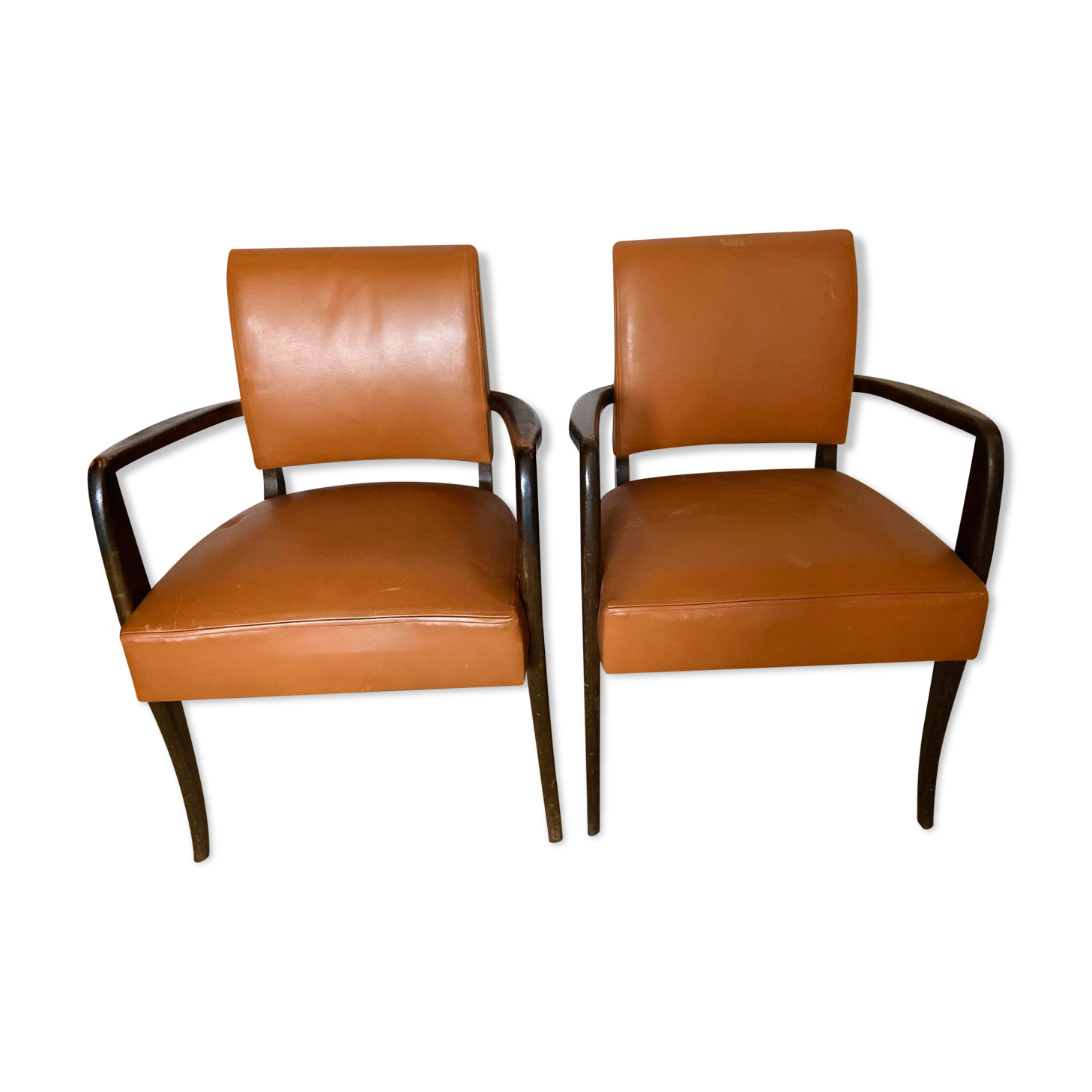 Pair of club bridge armchairs