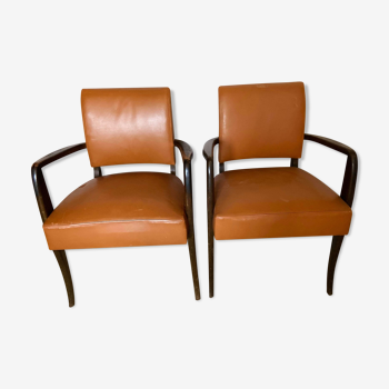 Pair of club bridge armchairs