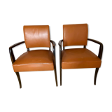 Pair of club bridge armchairs