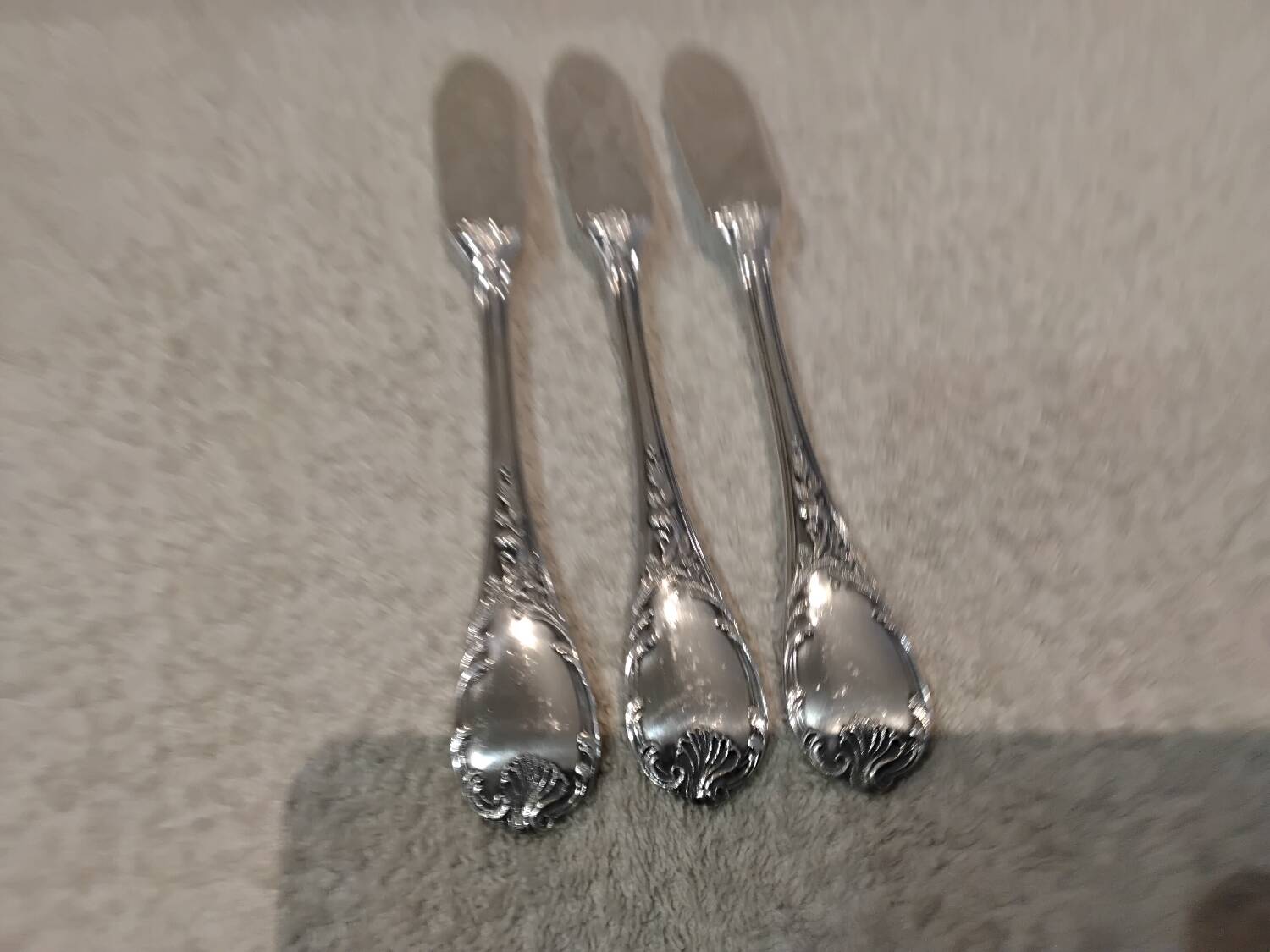 3 silver-plated fish knives by Christofle Marly, 19.8cm