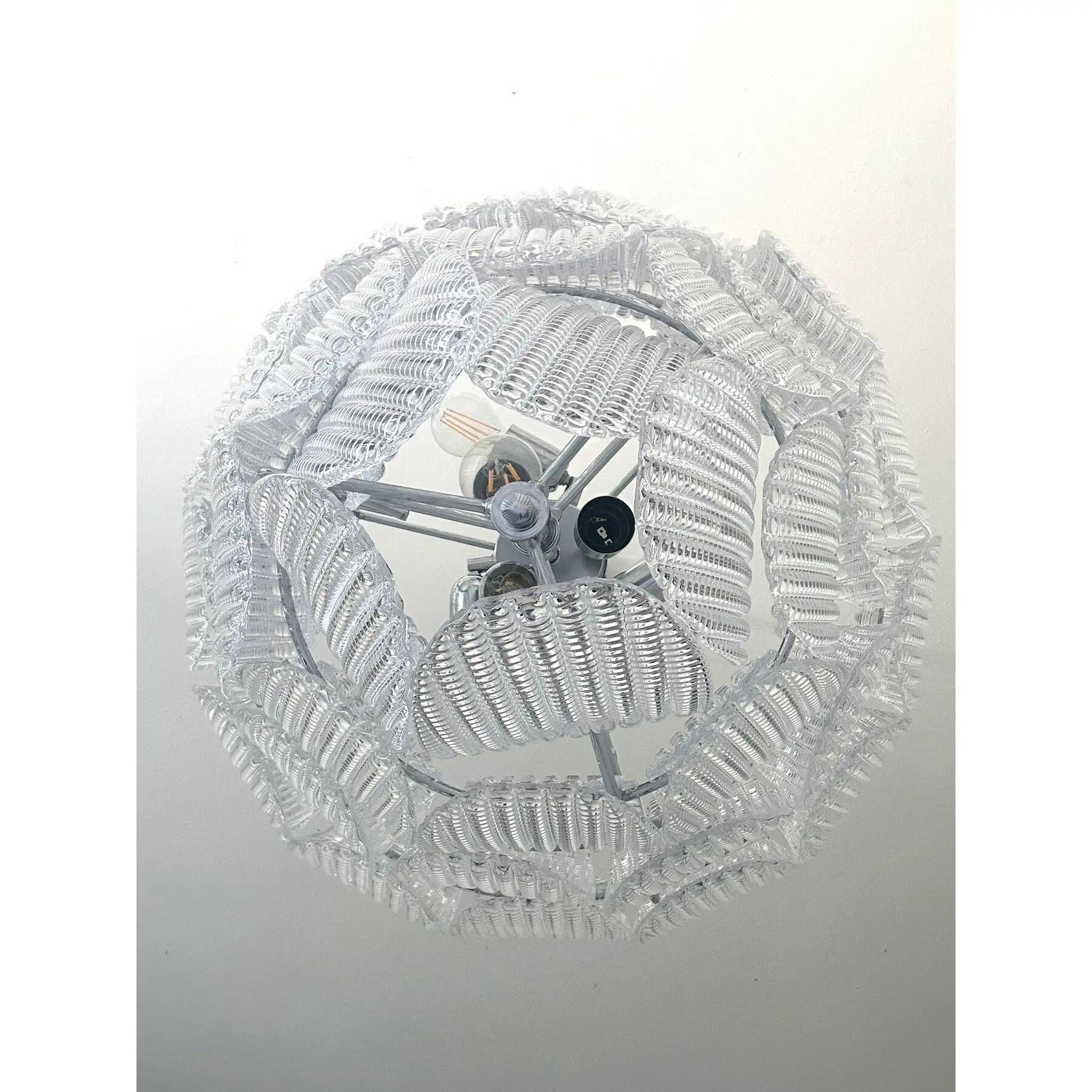 Contemporary Diamanted Trasparent “Petals” Murano Glass Chandelier by Simoe