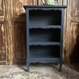 Antique mini oak bookcase – small 19th-century library with slate patina, a lovely rarity.