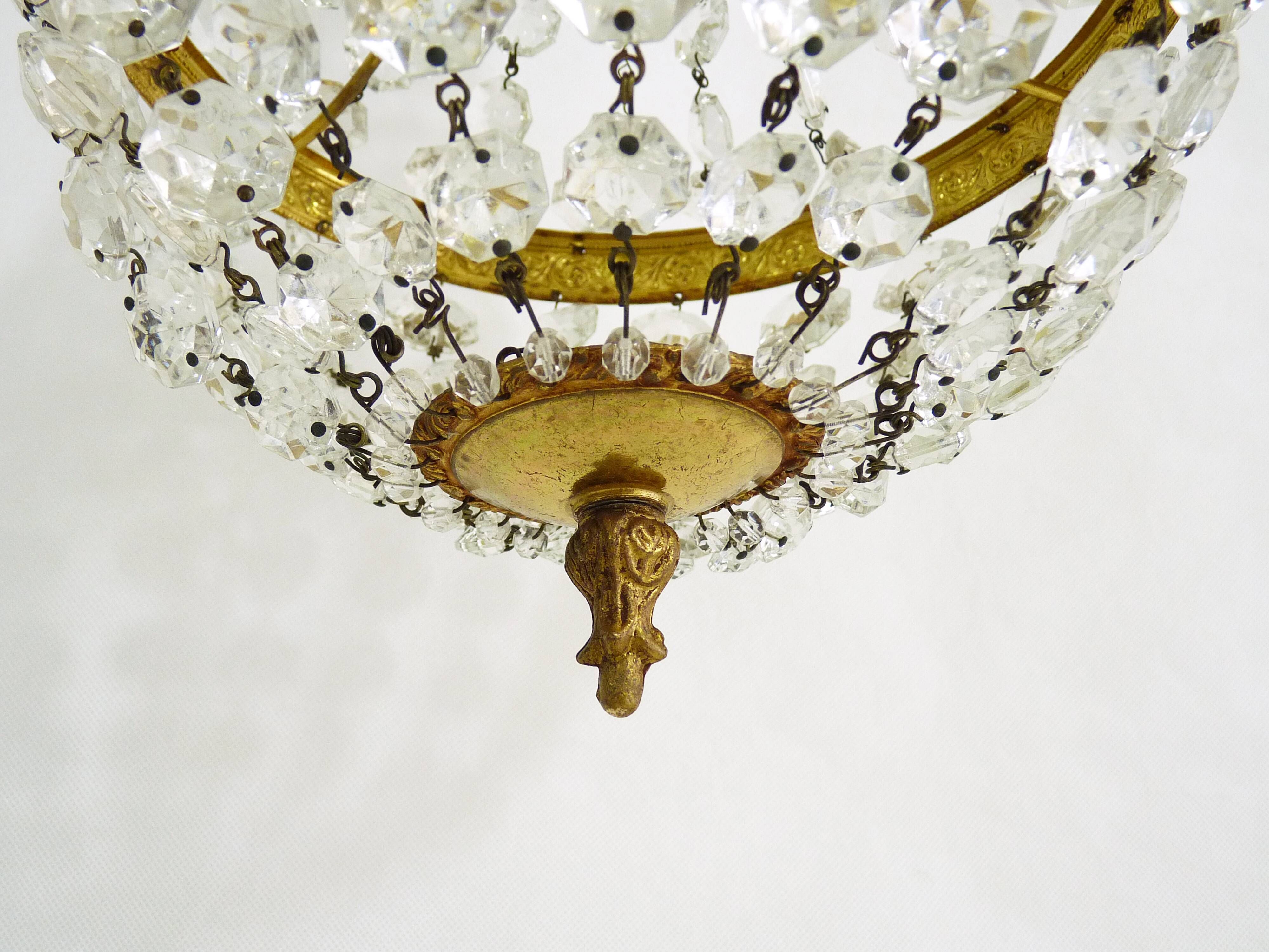 Former 2-light bronze hot air balloon chandelier, glass stamps. Year 50