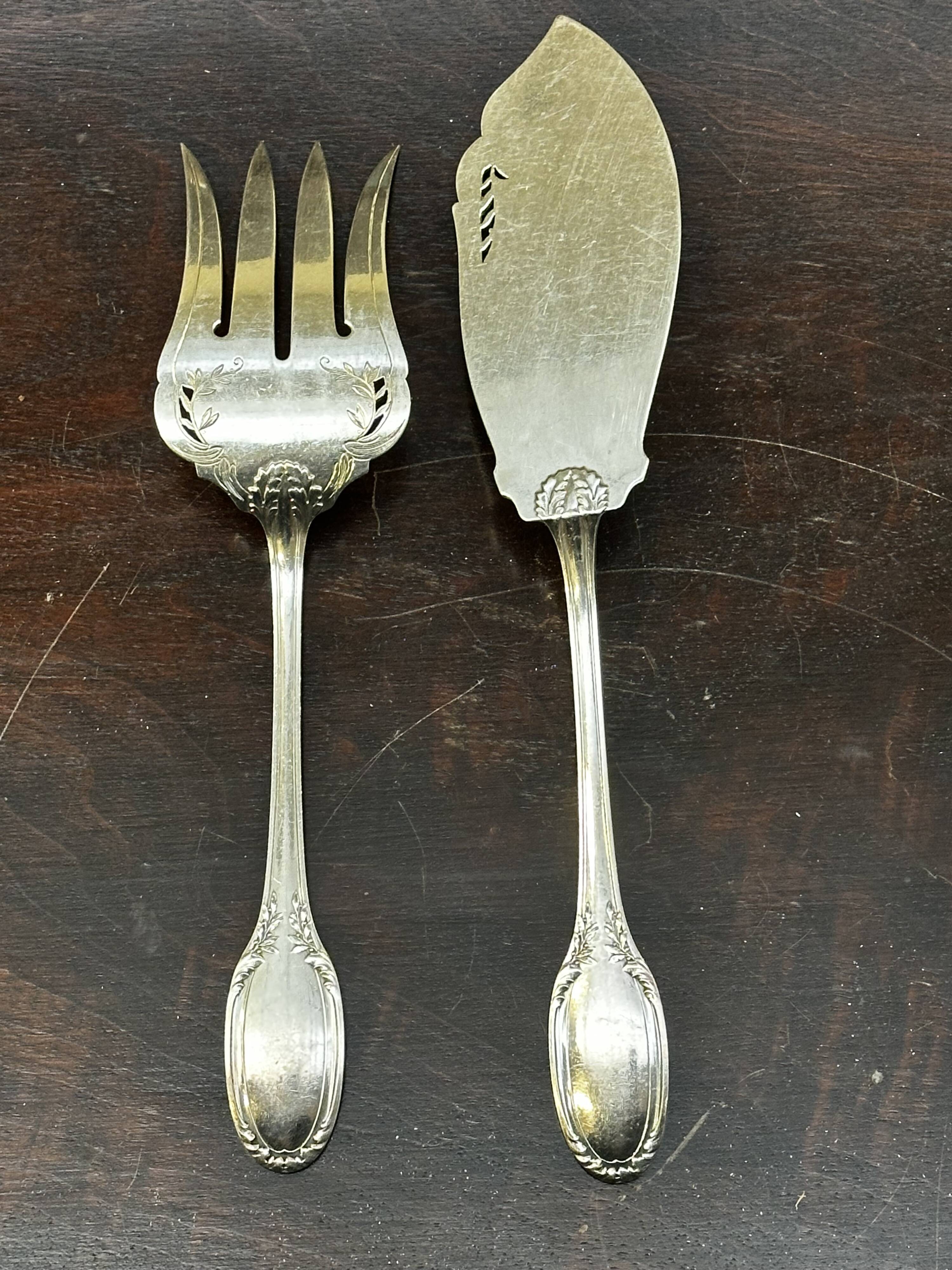 Silver Fish Serving Cutlery - Minerva Hallmarks - Art Nouveau