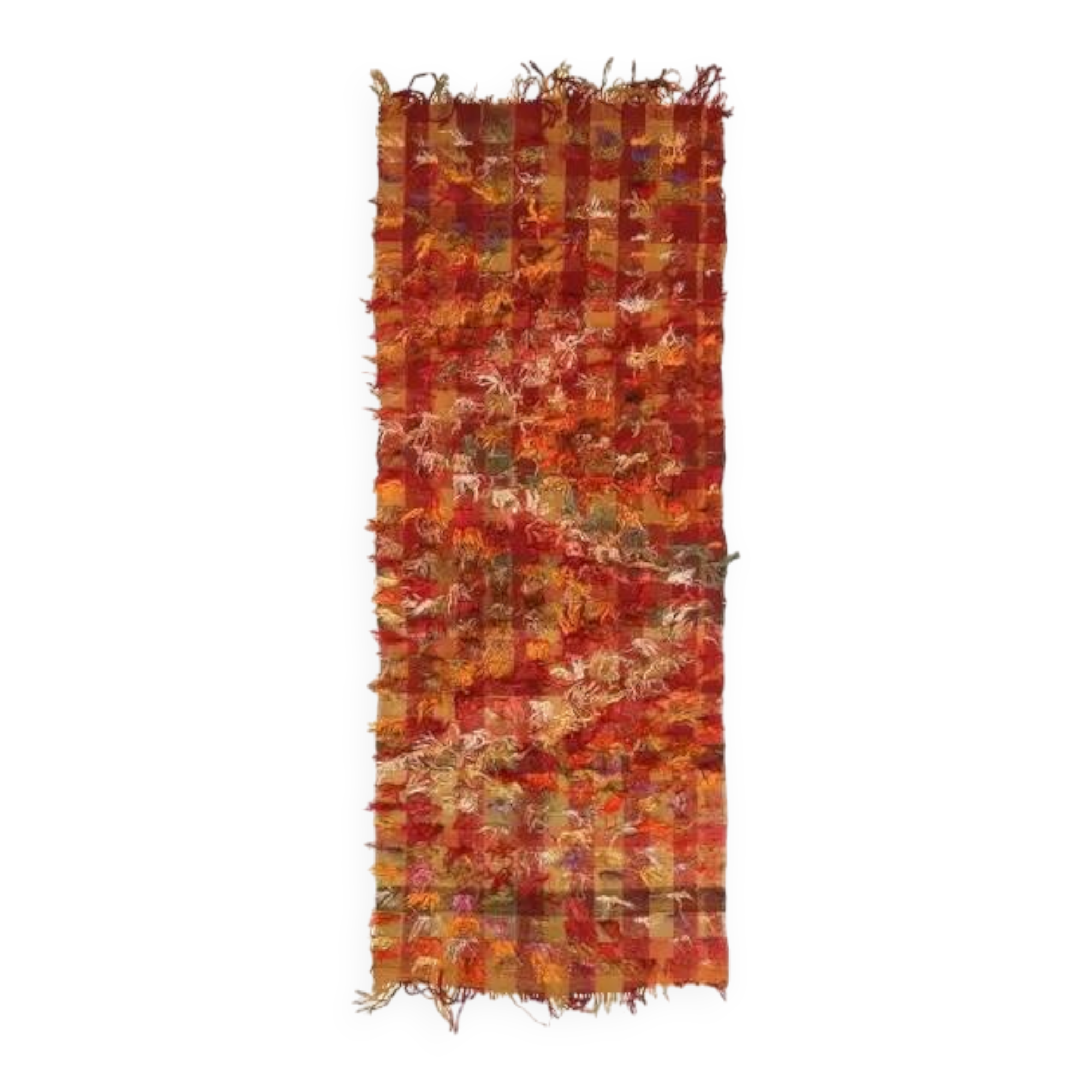 Vintage Turkish Oushak Handmade Wool Cotton Red Kilim Runner 86x231
