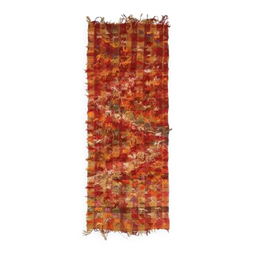 Tapis kilim vintage turc Oushak fait main en laine et coton rouge