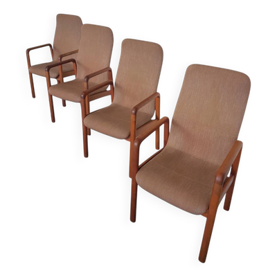 4 chaises de salle à manger en teck et tissu Stukbaer de Dyrlund, Danemark années 1960