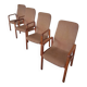 4 x Teak & Fabric Dining Chairs " STUKBAER " from Dyrlund Danmark 1960s