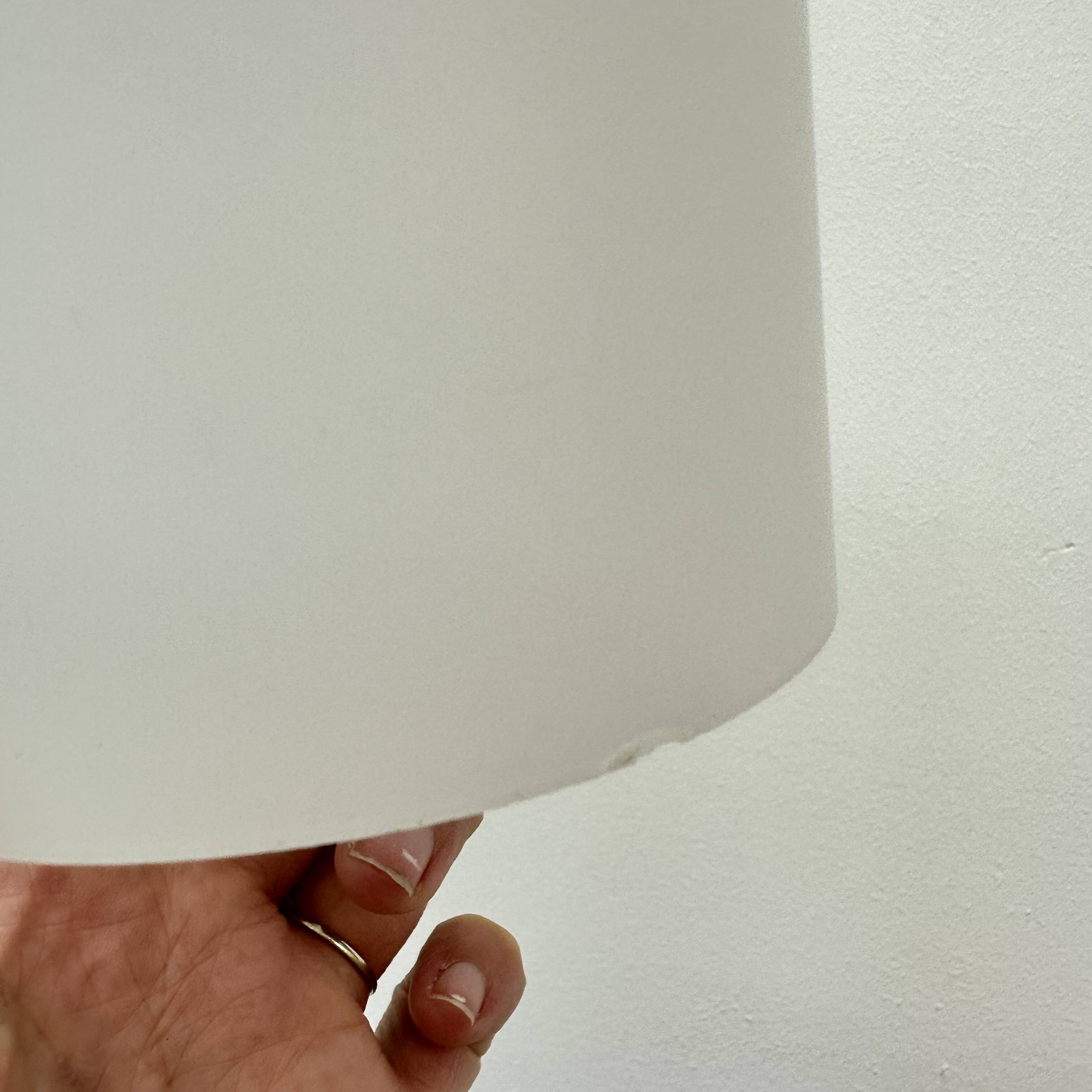 Mid-century design pendant lamp teak and opaline glass , 1970s