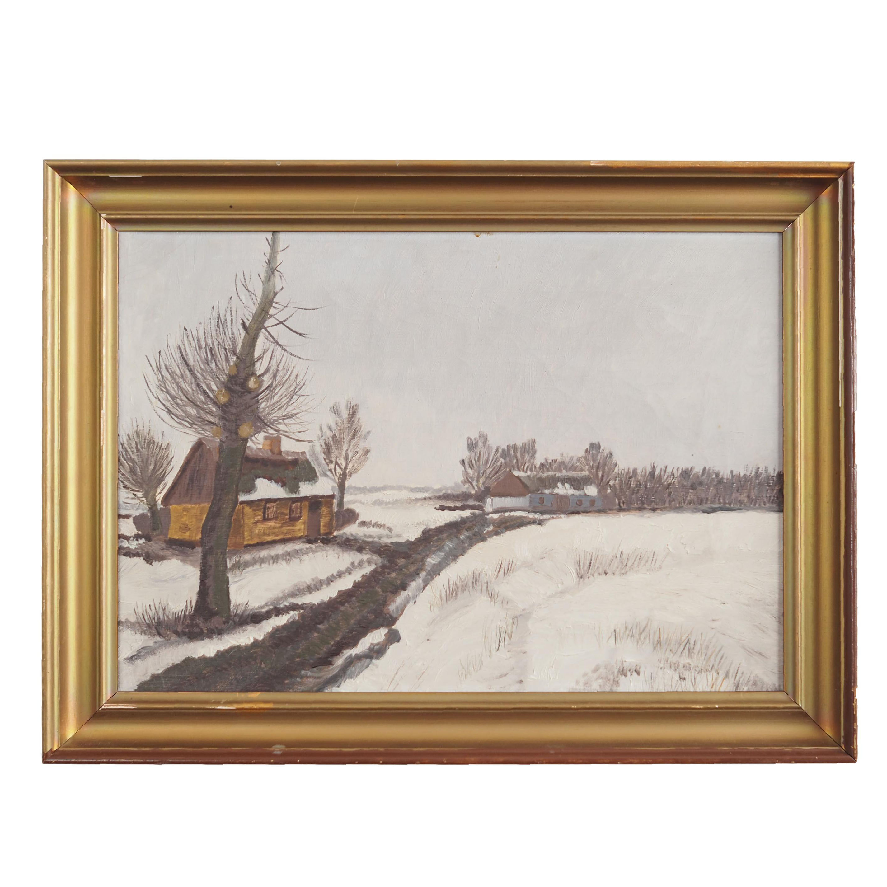 Painting, The Winterscape”, Scandinavian design, 1960s