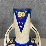 Exceptional Art Deco period vase: Cracked ceramic print decorated with stylized motifs