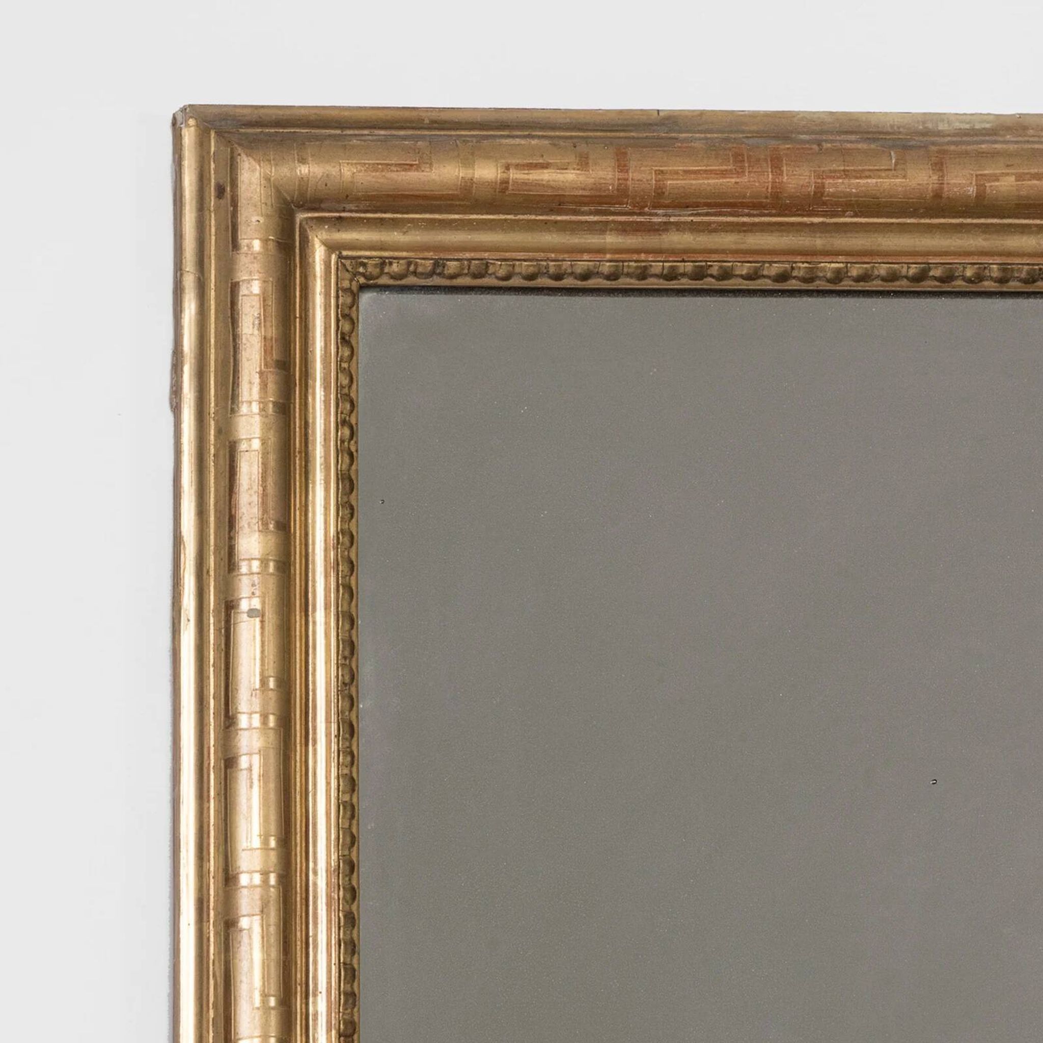 Miroir rectangulaire du XIXe siècle à motif géométrique