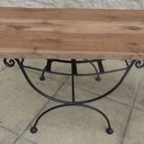 Wrought iron coffee table and its solid oak top