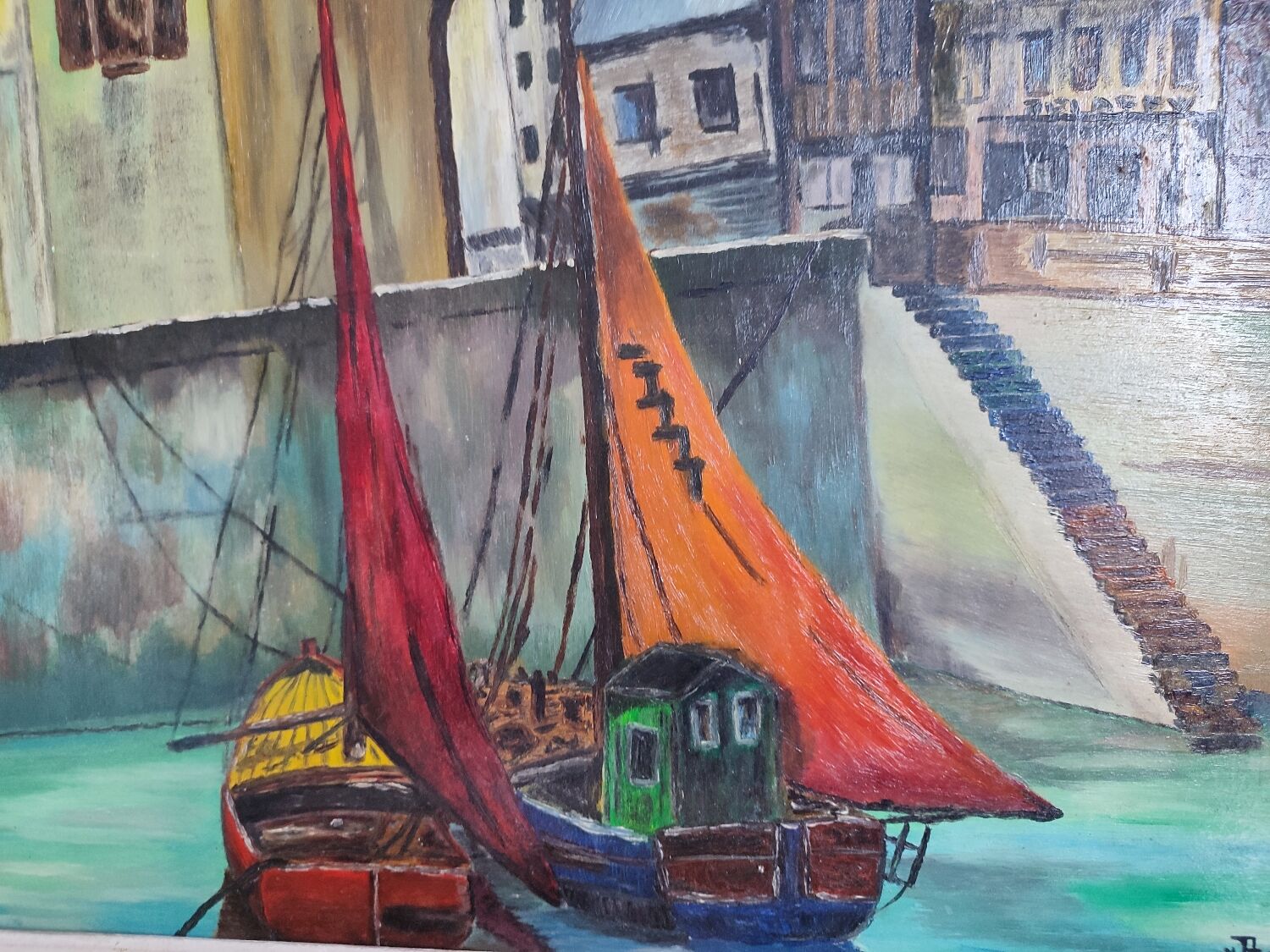 Old oil painting on panel signed