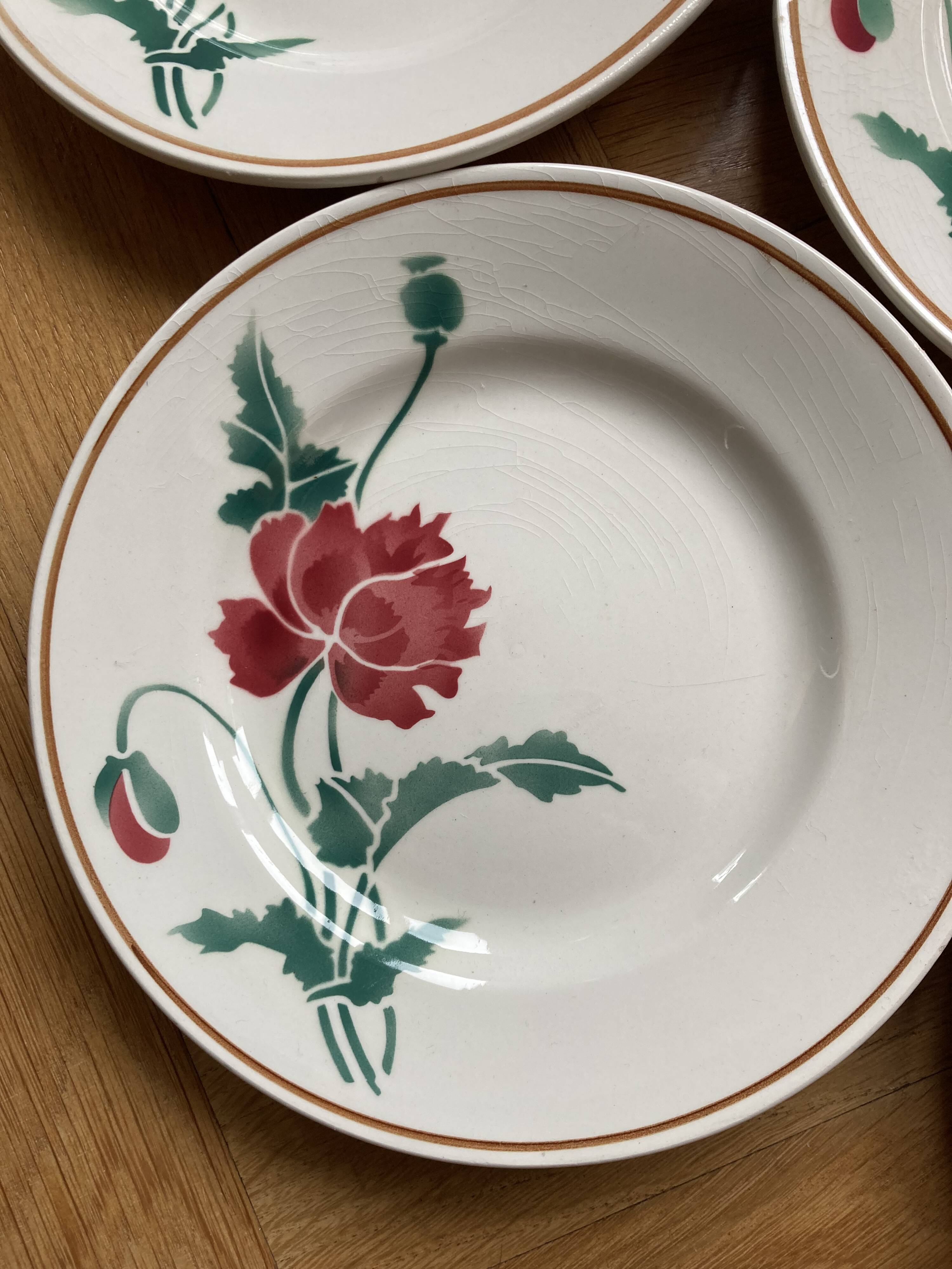Luxury dessert plates poppies Luxeuil hbcm