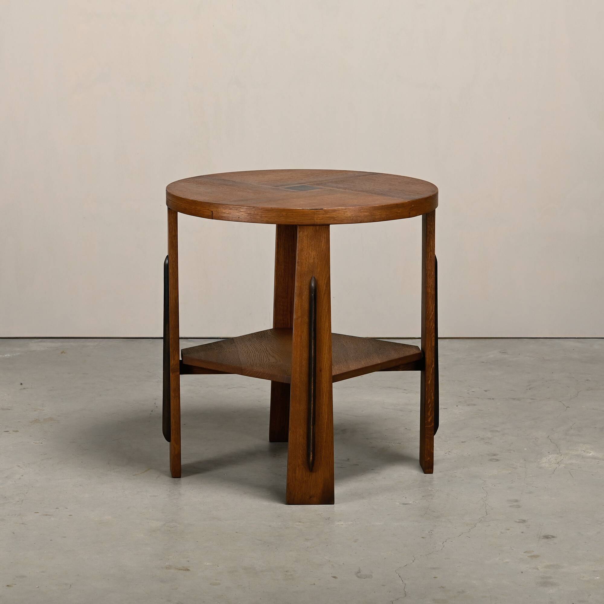 Dutch Art Deco Modernist Amsterdam School side table in Oak square inlay