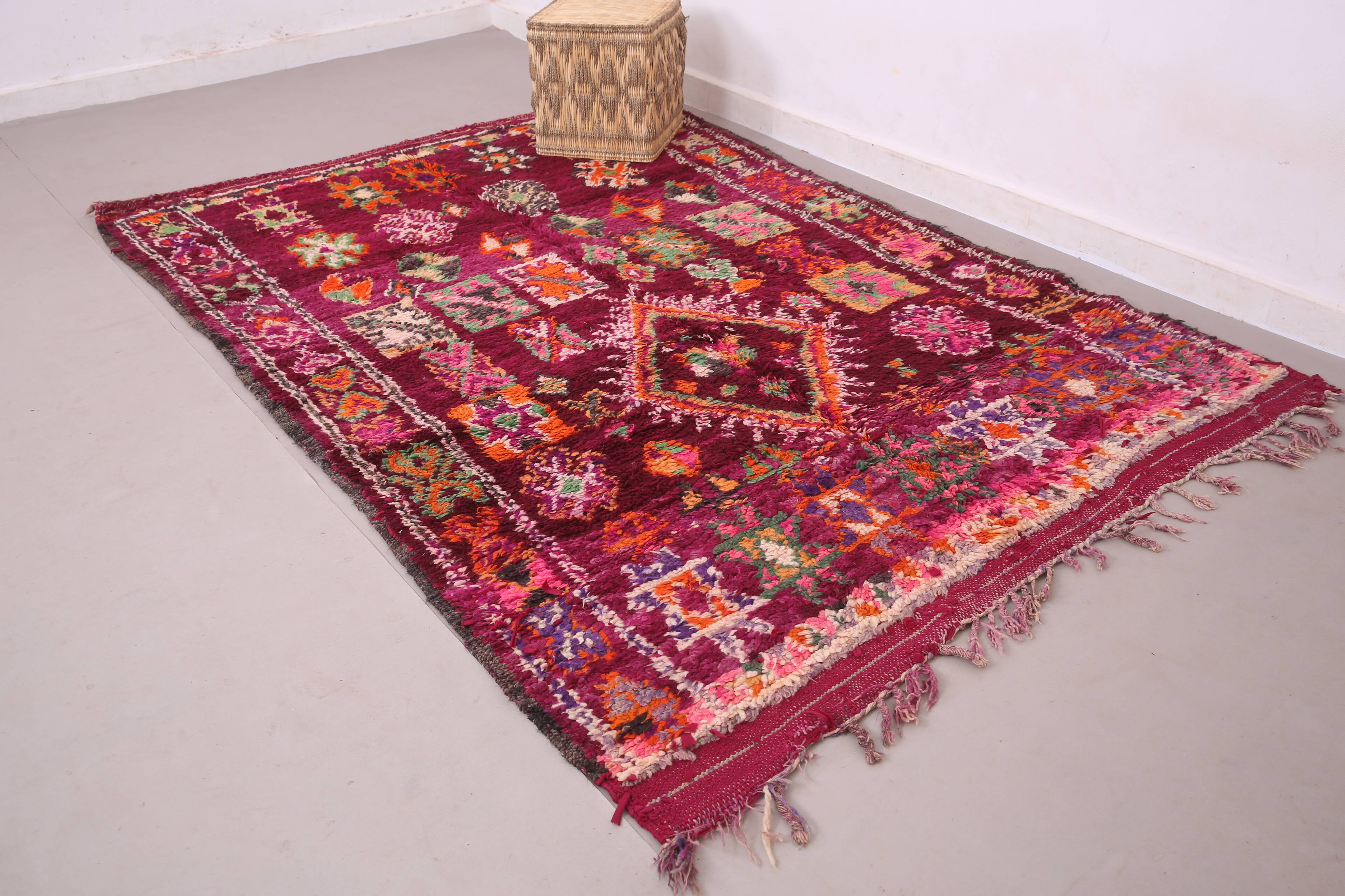 Tapis marocain bourgogne 177 x 261 cm - Tapis berbère vintage - Tapis en laine fait main