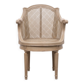 Louis XVI style barrel Cane Office desk chair rotatable