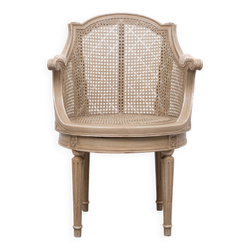 Louis XVI style barrel Cane Office desk chair rotatable