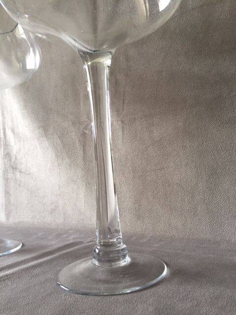 Duo of Vases Giant Cocktail Glasses Tealight Holders Cups on Blown Crystal Stand