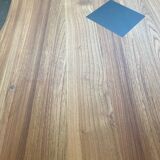 Brutalist Aranjou style table in elm and 6 Stella chairs.