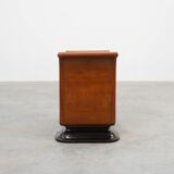 Art Deco Walnut Stool with Original velvet Upholstery, Italy ca. 1920