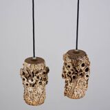 Sculptural ceramic pendant lamps by Bodil Marie Nielsen
