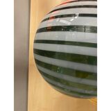 Contemporary Green and White Swiriling Sphere Pendant in Glass