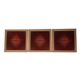 Vintage Optical Art Triptych - Vasarely - Frame 30x30cm