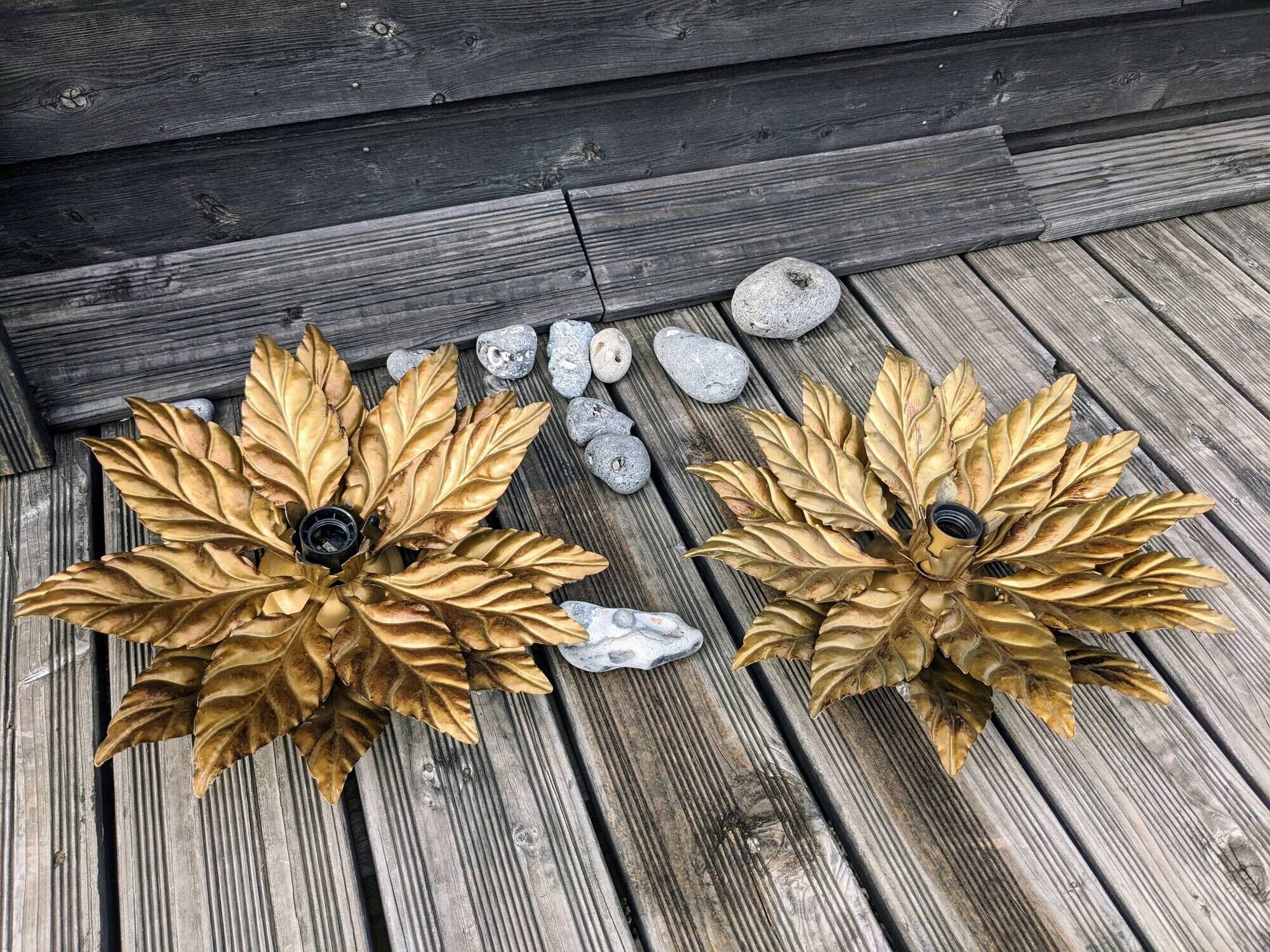 Wall lamps or ceiling lamps in gilded metal sheets Hans Kogl