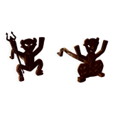 Pair of cast iron fire dogs - Devil & Deviless - Early 20th century